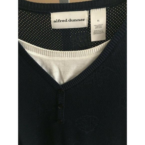 Alfred Dunner Short Sleeved Sweater Navy Blue - Picture 4 of 6